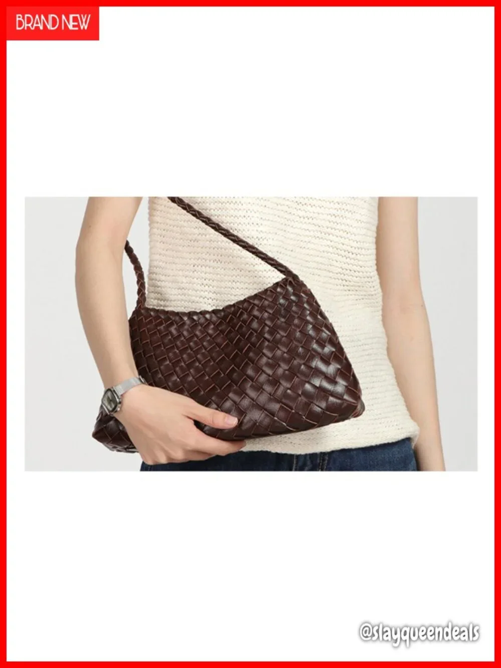 Woven Hobo Bag Women Suede Shoulder Purse Tote Travel Handbag Faux Leather
